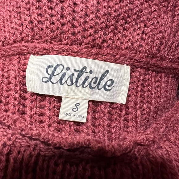 Chunky Knit Sweater Listicle Mauve Cropped Cowl Neck Acrylic size Small - Picture 9 of 11